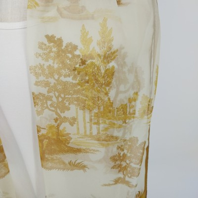 Yellow Gold Scarf Chiffon Monochromatic Design Forest Trees Rectangle 13" x 53"