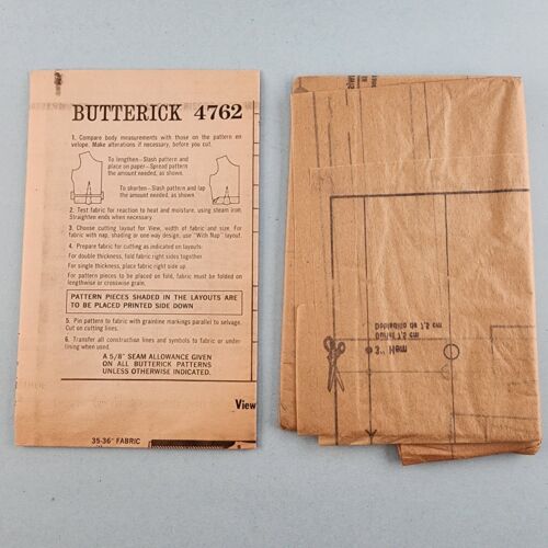 Butterick 4762 Vintage Sewing Pattern '68 Misses 1-Piece Dress Flared Skirt sz16