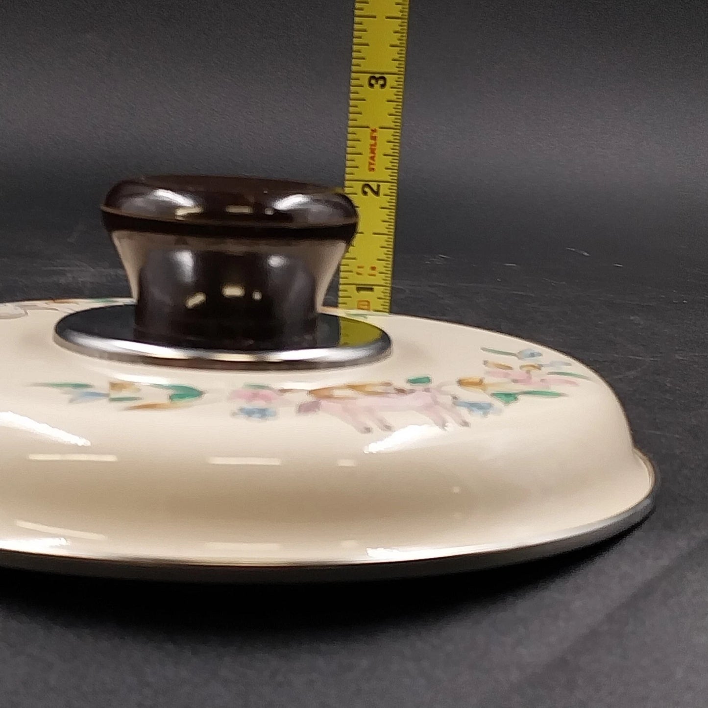 International Heartland Saucepan Lid 6.75" OD Enamelware Pot Cover Black Knob