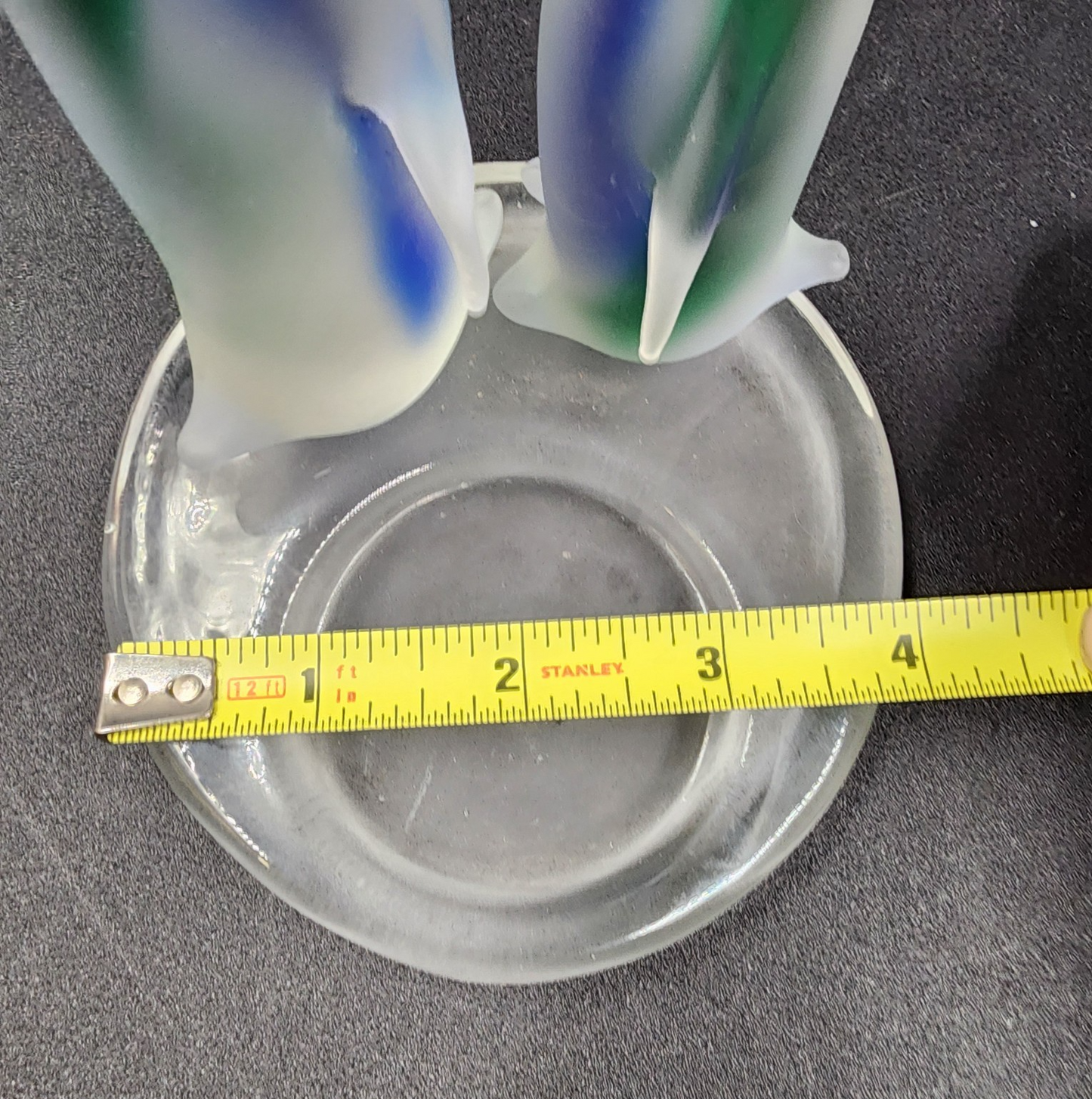 Partylite Frosted Glass Blue Green Two Penguin Candle Holder Votive Rack 5"x3.5"