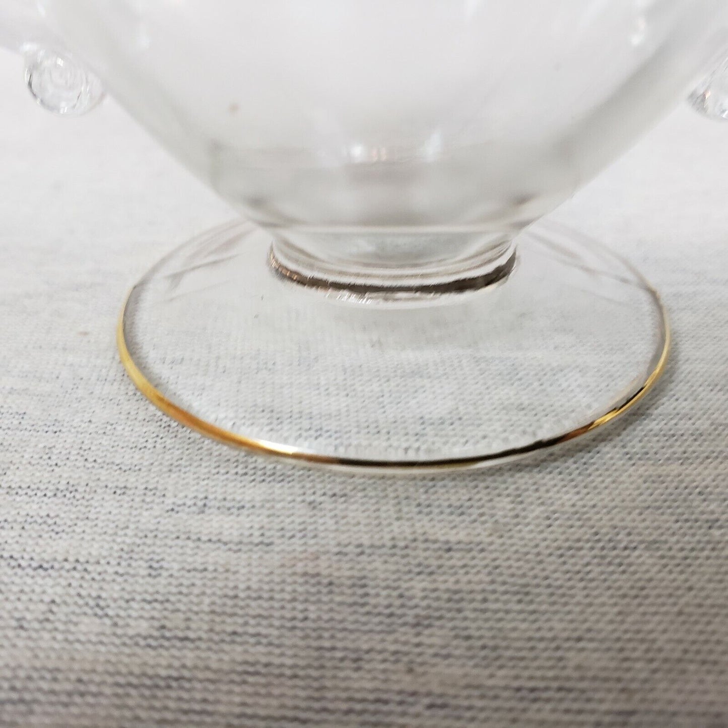 Crystal Elegant Glass Sugar Bowl & Creamer Gold Gilt Scroll Handle Vintage