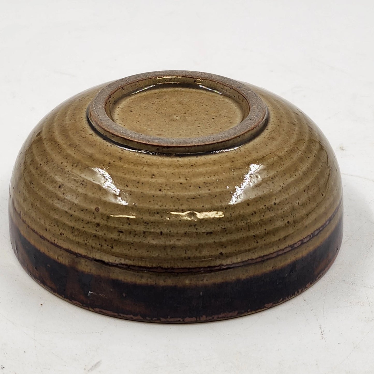 Speckled Glazed Bowl Stoneware Studio Pottery Gradual Turned Sides 6”x2”