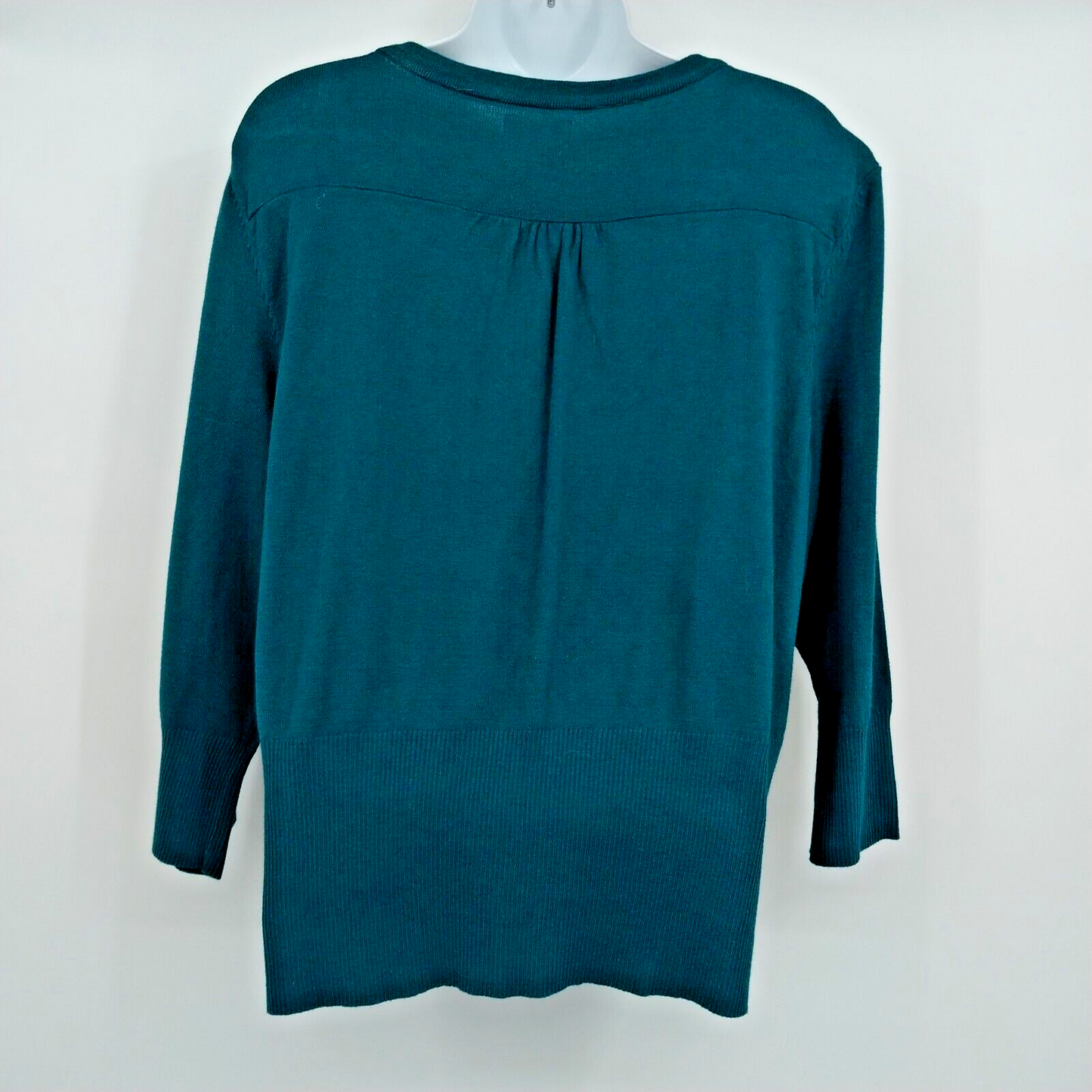 Elle Women's Turquoise XL Cardigan Ruffle Floral Button-Up Stretch Long Sleeve