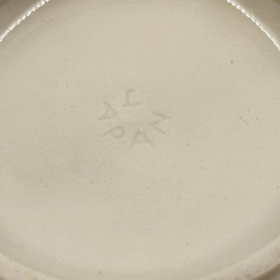 Ceramic Stoneware Cream & Brown w Stylized Vegetable Design Soup Mug Japan 16oz