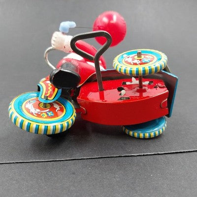 Suzuki Wind Up Toy Celluloid Santa Claus 1950 Tin Tricycle Japan Vintage Works