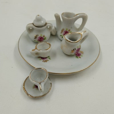 Vintage Mini Tea Set 9pc Purple Rose Gold Trim by Price Products