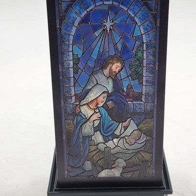 Roman Holy Family Nativity Christmas Printed Lantern 10.5" Battery Operated LED