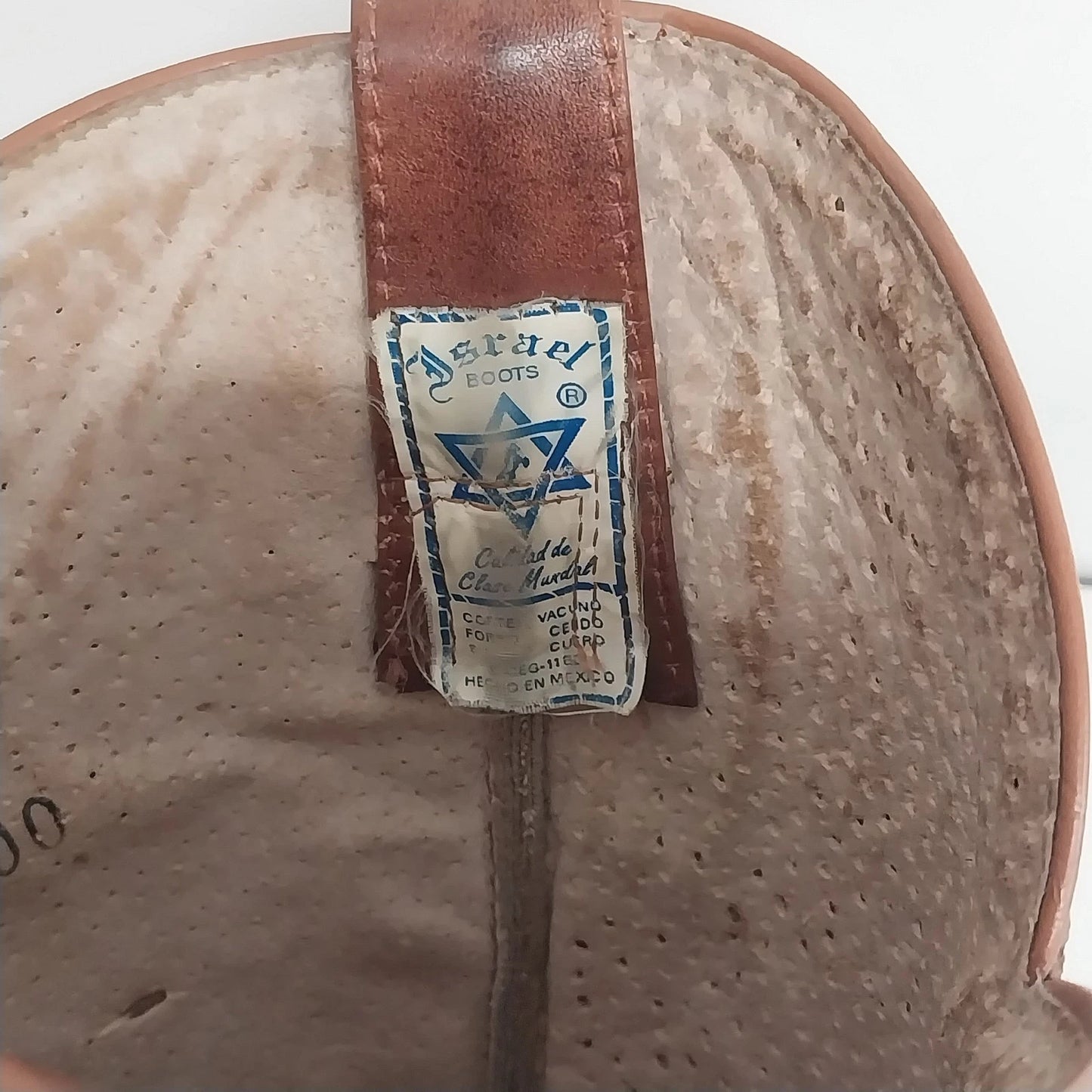 Israel Brown Leather Cowboy Boots Embroidered Western Men's Size 8.5 Made Mexico