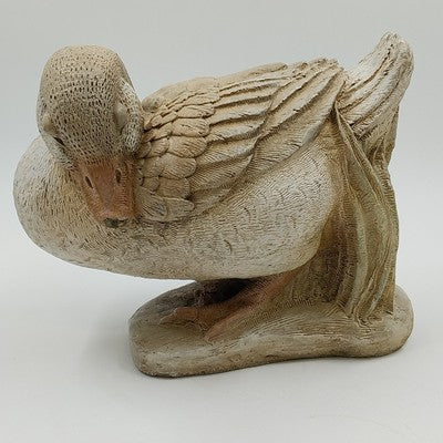 Midori Studio Concrete Carved Sleeping Goose Duck 8.5" Vintage