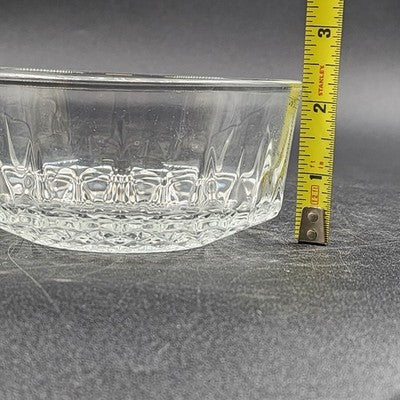 Arcoroc France Salad Serving Bowl Diamond Cut Crystal Clear Glass 5" Vintage