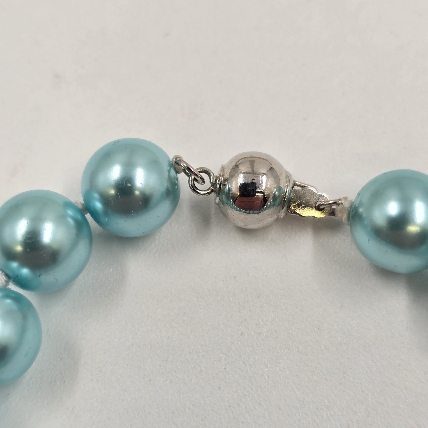 Set of 3 Shiny Red & Blue Faux Pearl Beads Bracelets Spring Ring Clasp