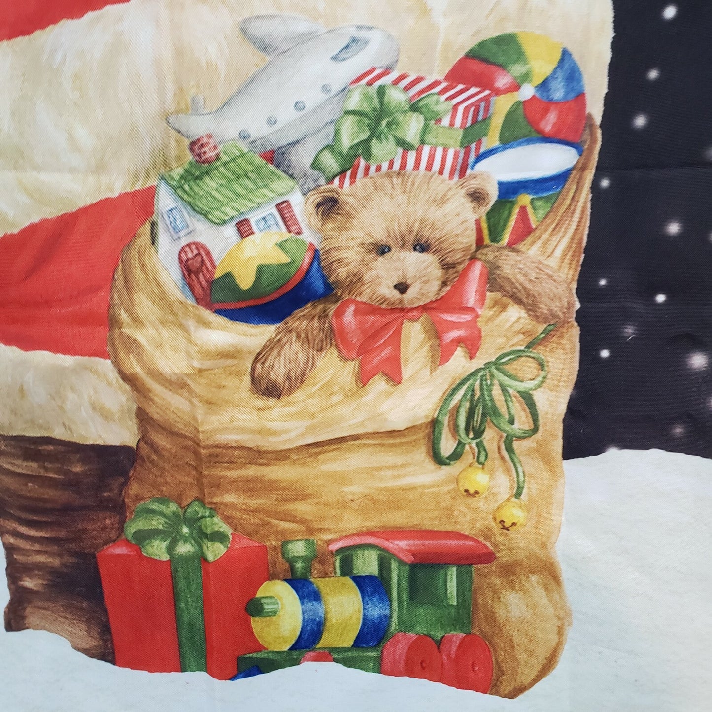 Merry Christmas Santa House Flag Vicky Howard Bag of Toys 40"x28" Large EUC
