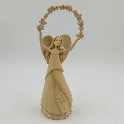 Enesco Foundations Angel Figure by Karen Hahn "God Smiled The Day You Were Born"