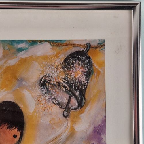 La Campania de Esperanza BELL OF HOPE Framed Matted Print by Ted DeGrazia 12x9