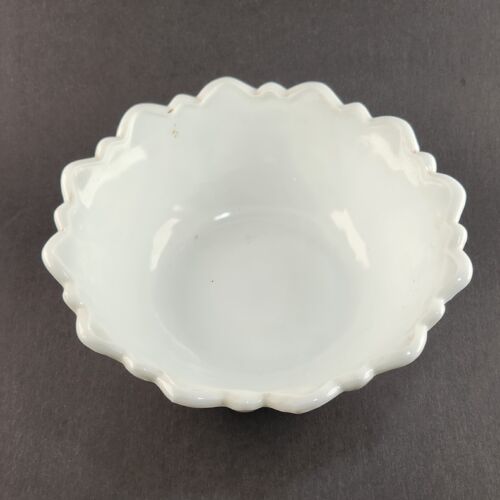 White Milk Glass Indiana Wild Rose Footed Serving Bowl