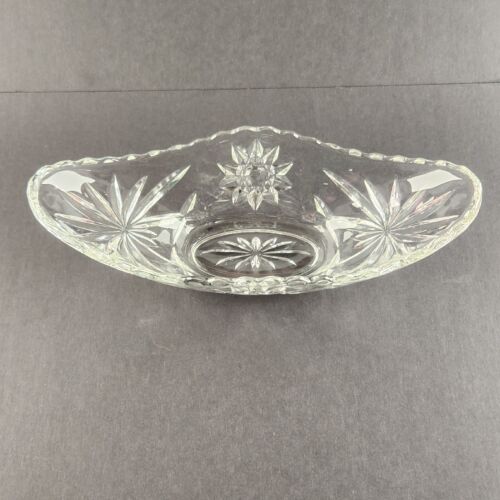Clear Glass Starburst Design Oblong Candy Nut Dish by Anchor Hocking Vintage