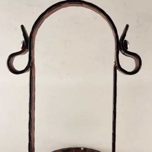 2 Bottle Wine Carrier Horse Bit Bridle Design Brown Painted Welded Metal 9.5x14"