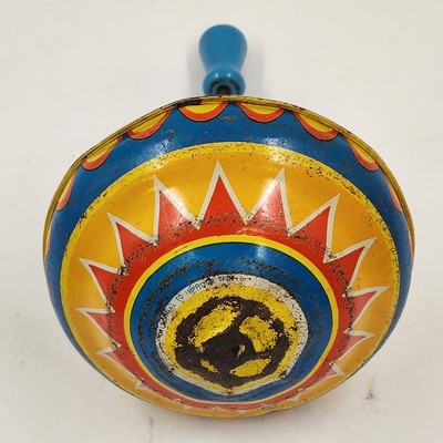 Metal Tin Toy Spinning Top with Circus Animals 6" by Ohio Art USA Vintage 1960s