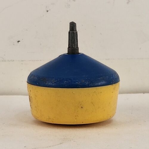 Mattel Mini-Wizzzer Spinning Top Toy Standard Yellow Blue 1970 No Tip Wheel