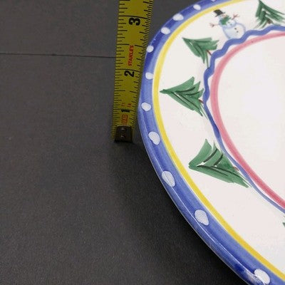 Dinner Plate Present Tense Italy Snowman Christmas Tree Hand Painted 10.5 Cerami