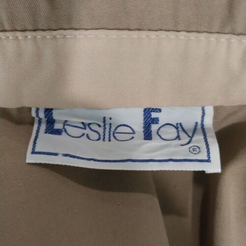 Leslie Fay Tan Collared Dress Button Front Belted Long Sleeve Woman's size 4