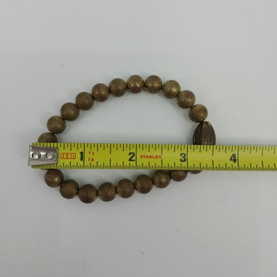 Set of 4 Bracelets in Faux Pearl Faceted Beads Brown & Gold Tone Stretchable 7"