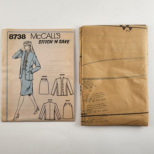 McCall's 8738 Vintage Sewing Pattern 1983 Misses Jacket and Skirt Size B