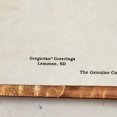 Gregoria’s Greetings Copper Metal Postcard Mules Board of Directors Souvenir