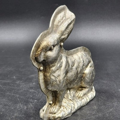 Easter Bunny Rabbit Decor Figurine Faux Silver Metal Chocolate Candy Mold