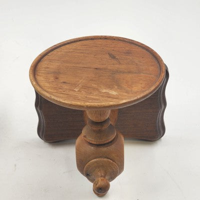 Set of 2 Teakwood Wall Sconce Candle Holders 6"H Fits 4" Candles Natural Wood