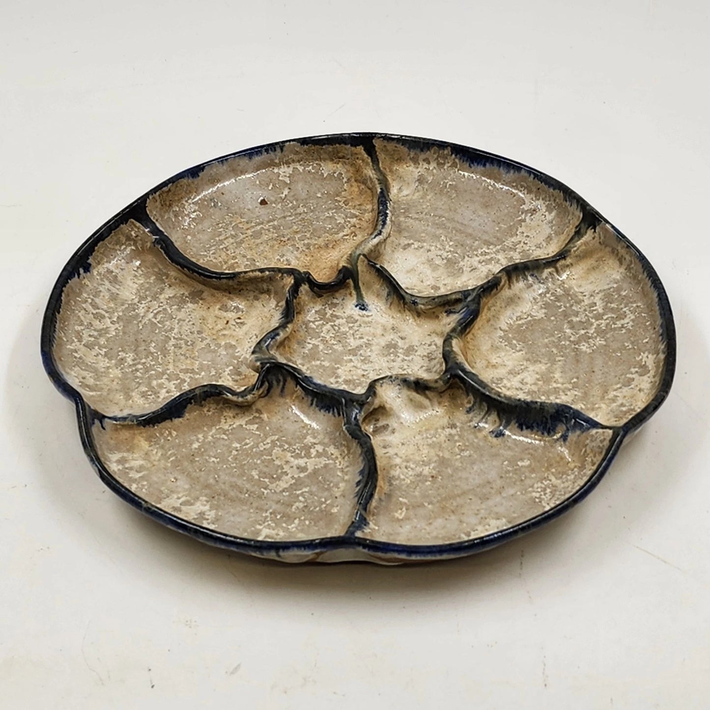 Studio Art Pottery Oyster Artichoke Plate Stoneware Serving OOAK Country