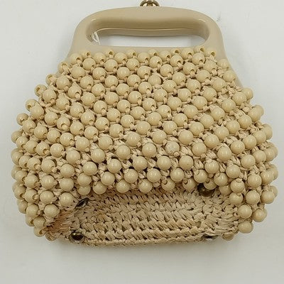 Marcus Brothers Beaded Clutch Purse Handbag Lucite Handle Vintage Italy 1960s