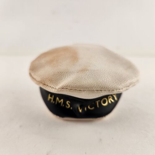 HMS Victory Sailor Cap Coin Purse Zip Close Vintage England Ship Leather 1950s
