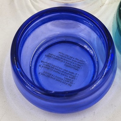 Set of 6 Pottery Barn Colored Glass Tealight Candle Holders in Original Box 7"