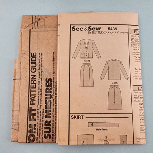 Butterick See & Sew 5439 Vintage Misses Jacket & Skirt Sewing Pattern Uncut 8-18
