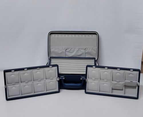 Jewelry Case Travel Handmade PU Leather Velvet 3 Layer Tray Organizer Display