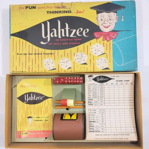 Vintage Yahtzee Dice Game Complete ©1961 ES Lowe Co Game That Makes Thinking Fun