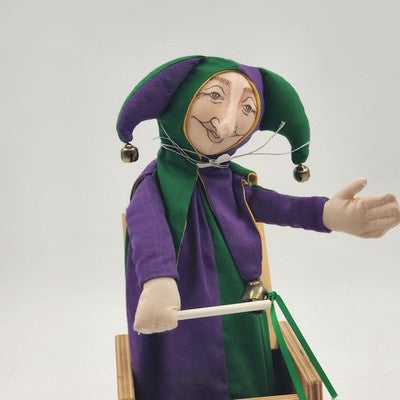 Jax Handmade Jack-in-the-Box Makers JESTER Purple and Green 4.25" Vtg 1985