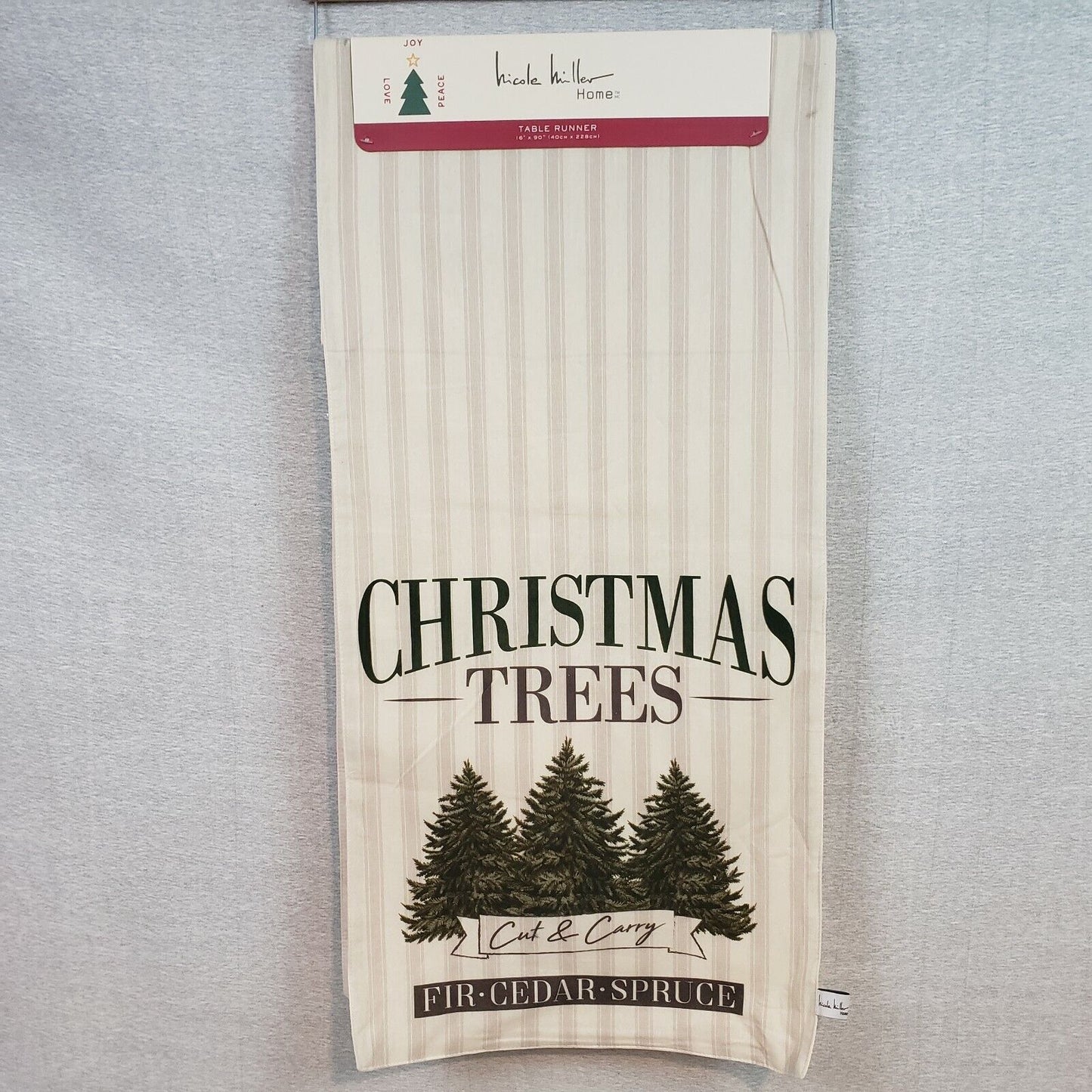 Nicole Miller Christmas Trees Cut & Carry Table Runner 16" x 90" Printed Cotton