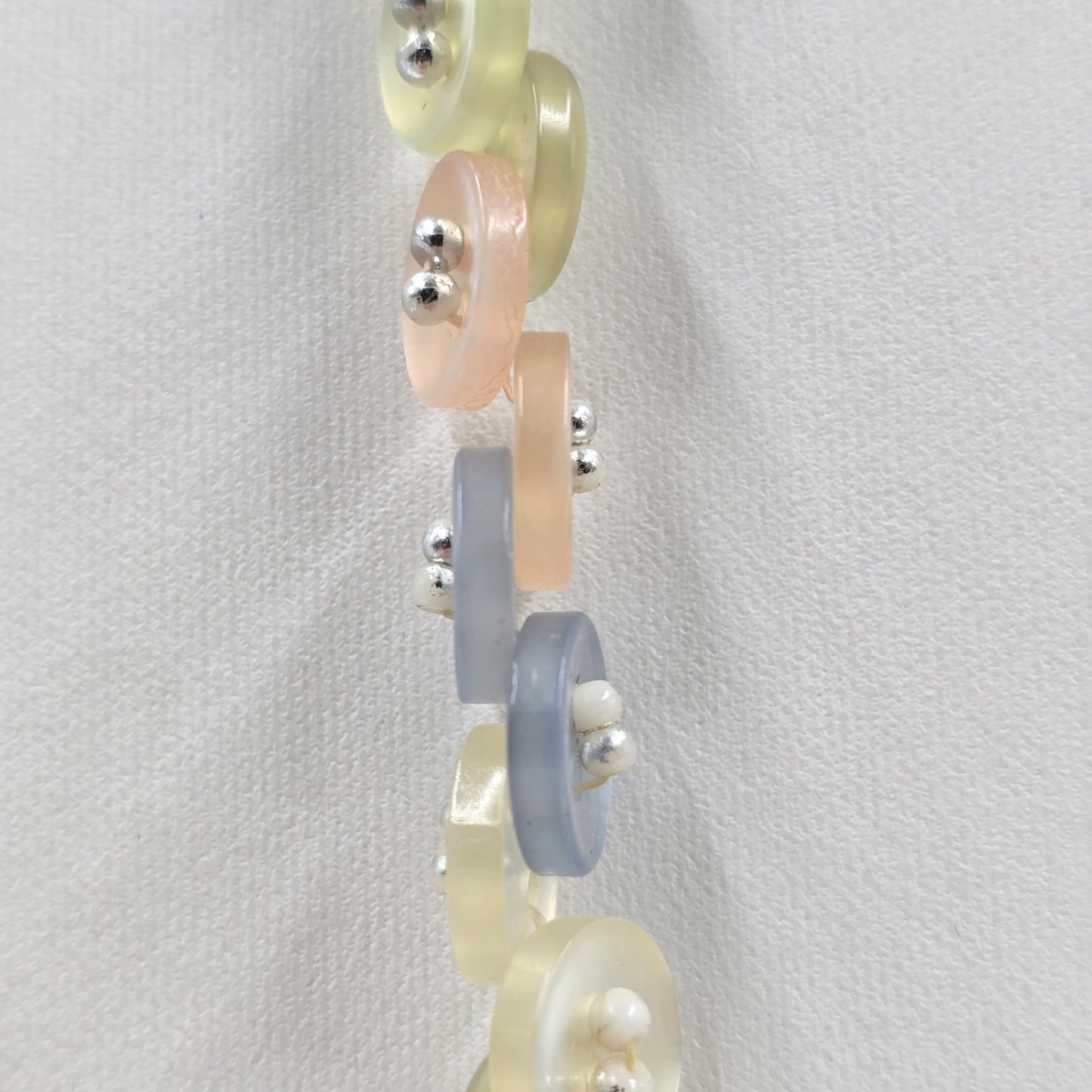 Multicolor Shiny Infinity Plastic Button Beaded with Silver Tone Bead Necklace