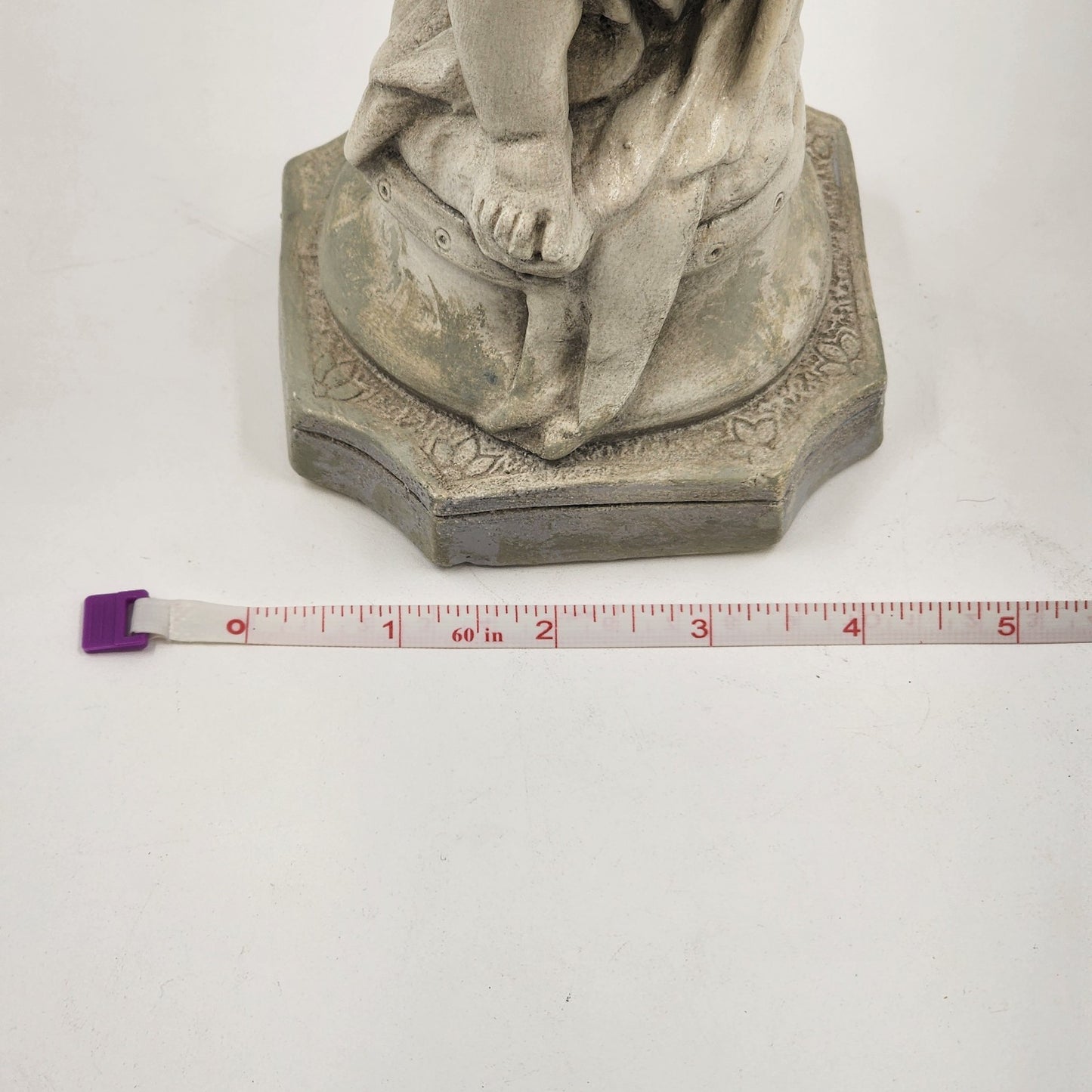 Alexander Backer Chalkware Cherub Angel Statue w/ Bowl Pedestal Ceramic 12" 1940