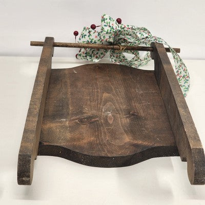 Christmas Holiday Noel Natural Wood Sleigh Sled Hand Painted Decoration 9.5"x20"