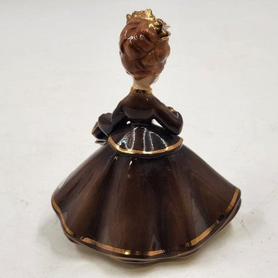 Lady in Brown Dress Josef Originals Porcelain Morning Noon & Night Series 5.5”