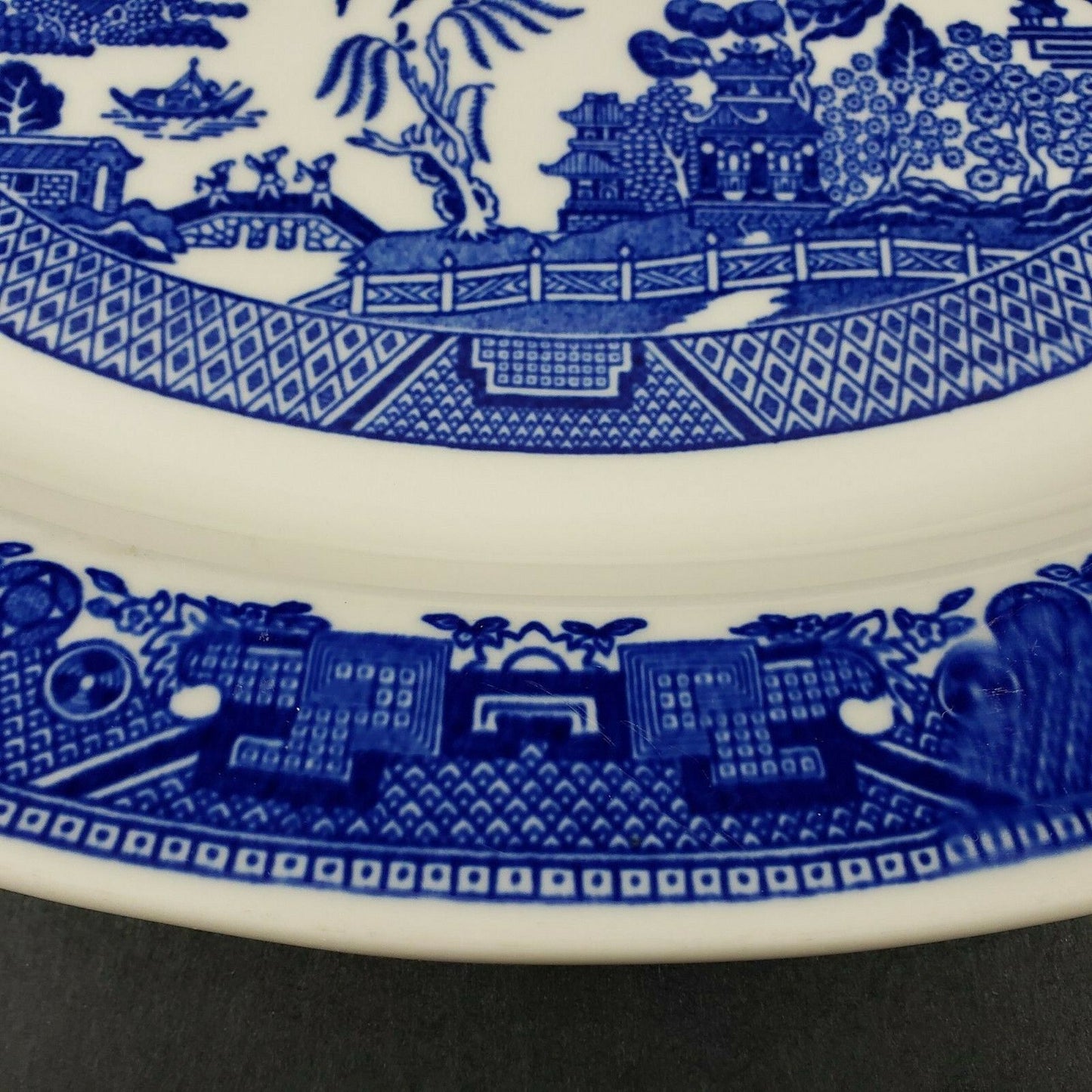 Buffalo Pottery Blue Willow 13" Oval Serving Platter Restaurant Ware Antique