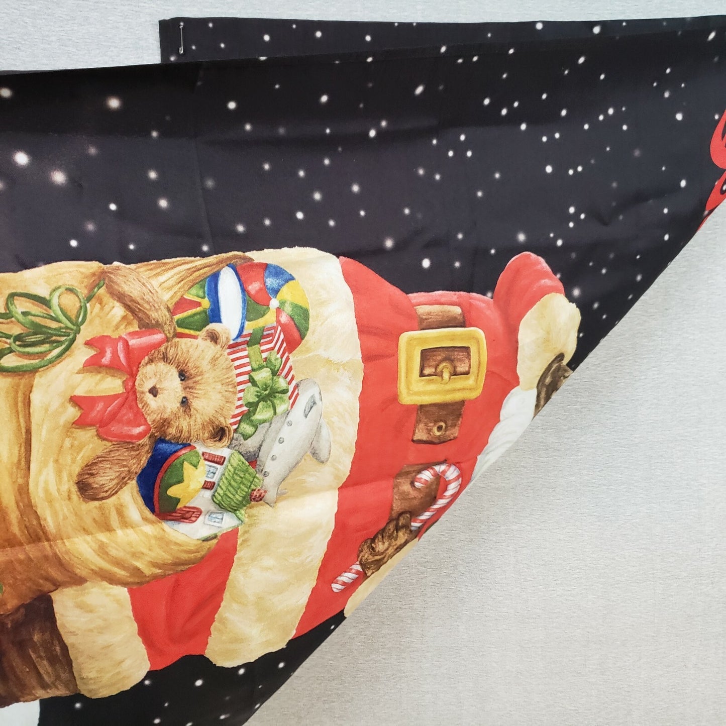 Merry Christmas Santa House Flag Vicky Howard Bag of Toys 40"x28" Large EUC