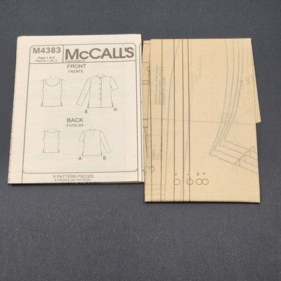 McCall's M4383 Vtg Sewing Pattern 2004 Uncut Miss Shirts Tops Petite Sz BB 8-14