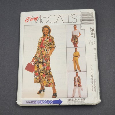 McCall's 2567 Vtg Sewing Pattern 2000 Uncut Misses Shirt Skirt Pants Size B 8-12