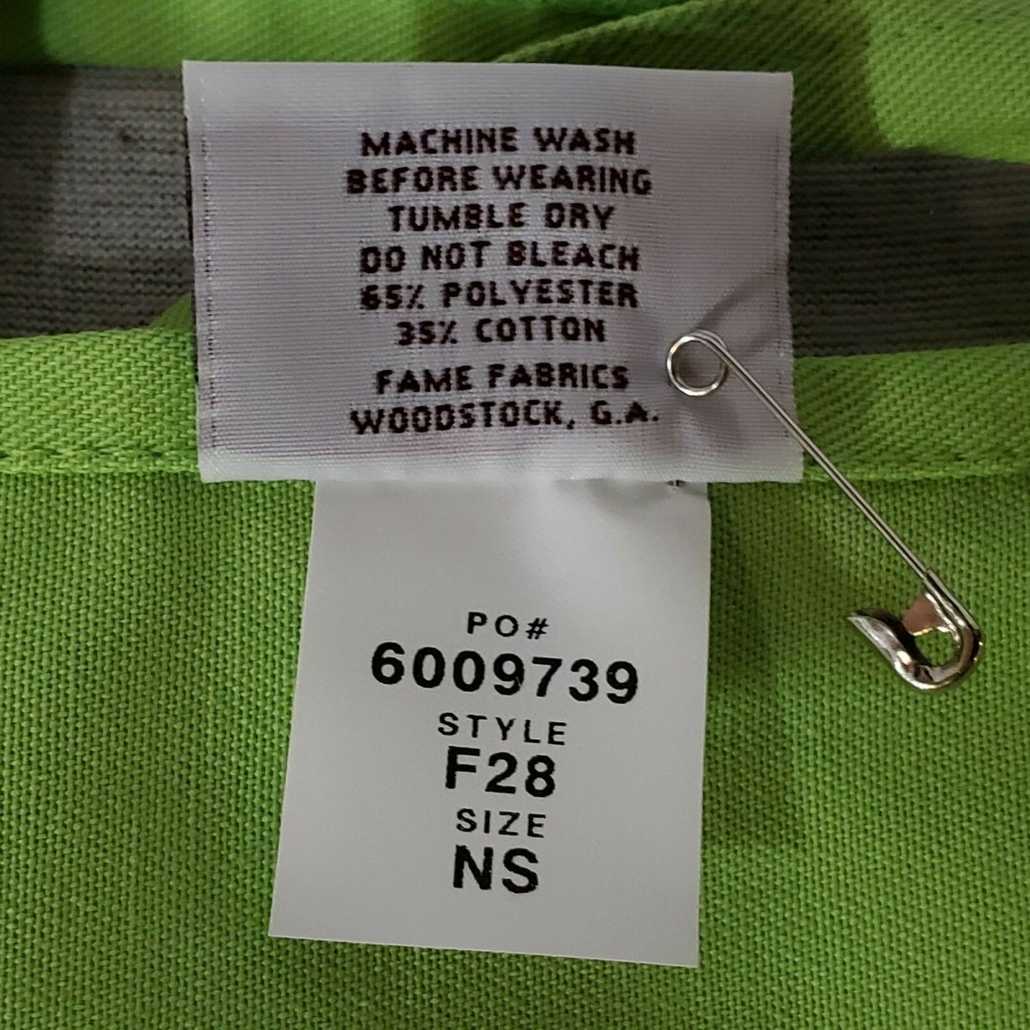 Lime Green Half Bistro Waist Server Apron 19'L x 28"W Fame Fabrics F28 Pockets