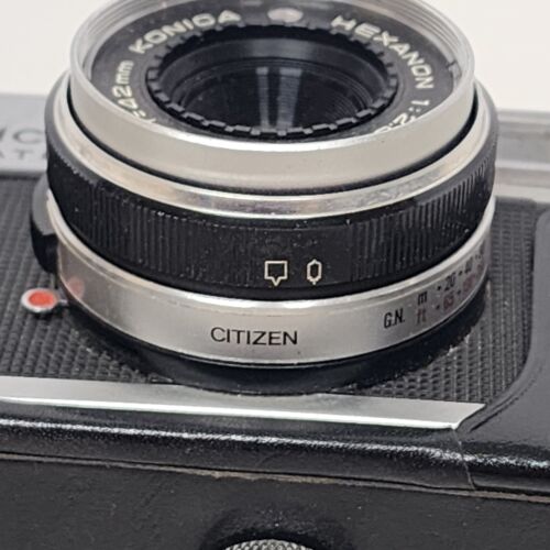 Konica EE-Matic Deluxe F 35mm Film Camera Hexanon 1:2.8 F=42mm AS IS Corrosion