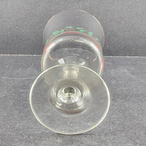 4 Arby's Stemmed Wine Glasses Christmas Holiday Holly Berry Cups Vintage 6.75" H